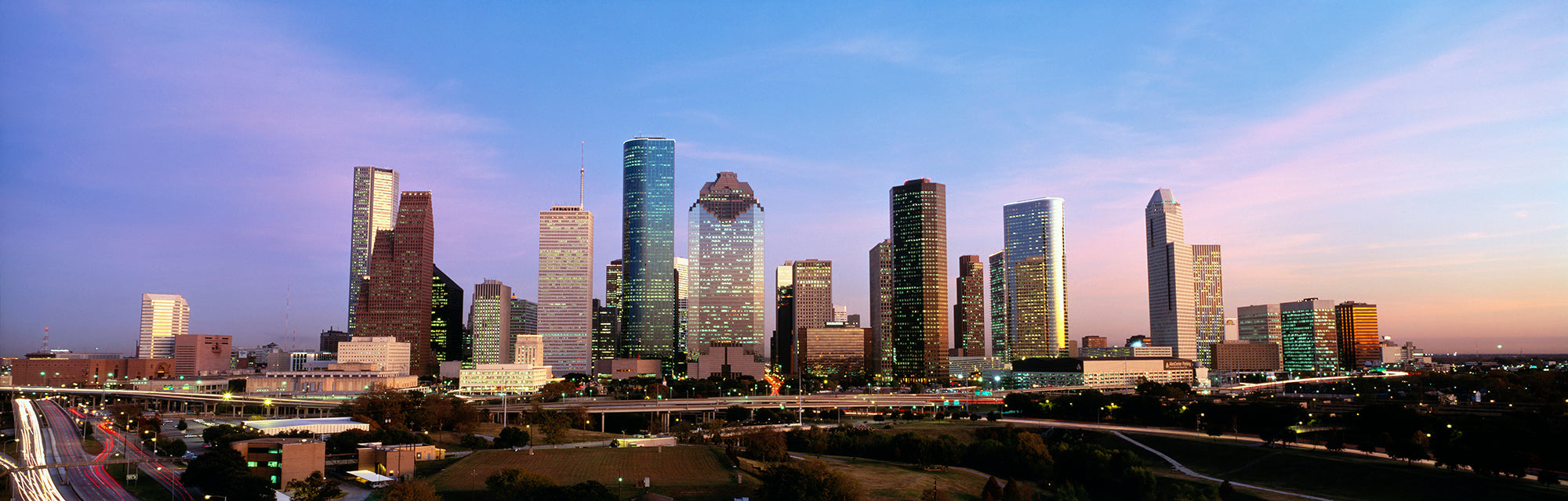 USA, Texas, Houston, Twilight Wall Mural