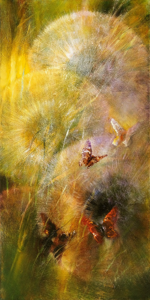 Golden Dandelions With a Butterfly Wall Mural