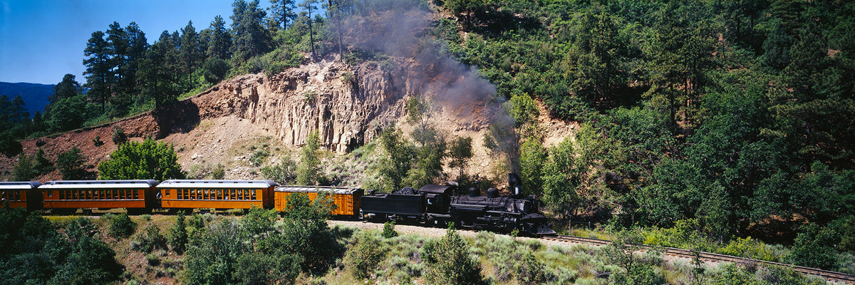 Train Moving Through San Juan Mountains, Durango And Silverton Narrow Gauge Railway, Colorado, USA Wall Mural