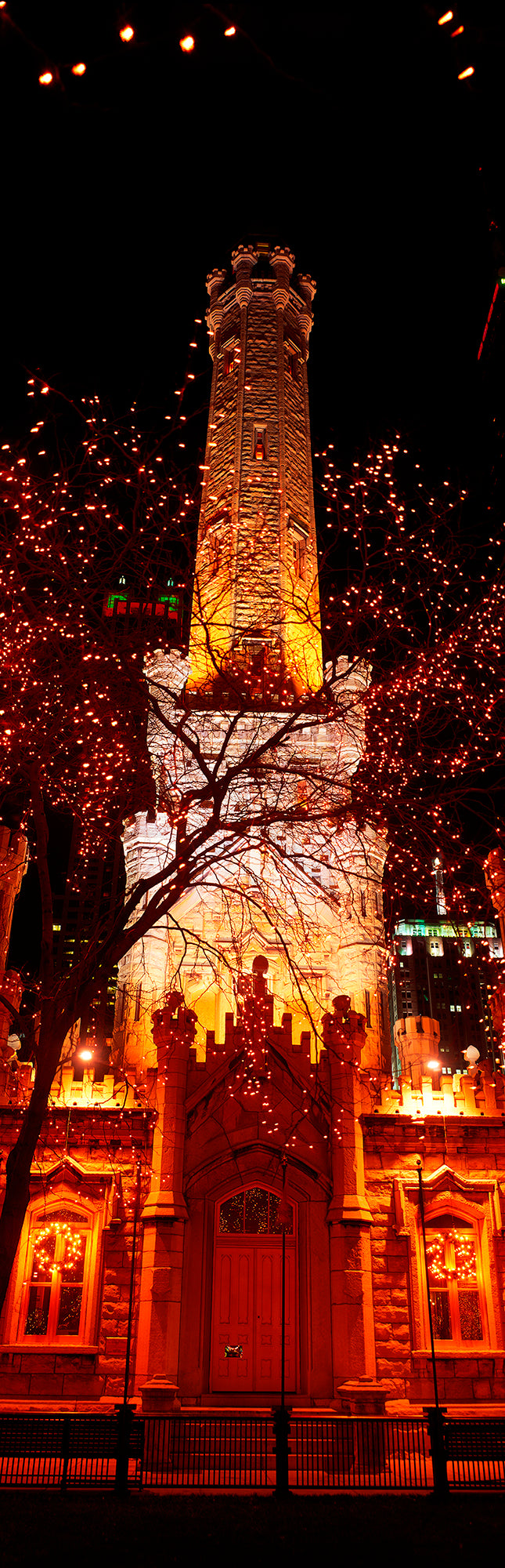 Night, Old Water Tower, Chicago, Illinois, USA Wall Mural