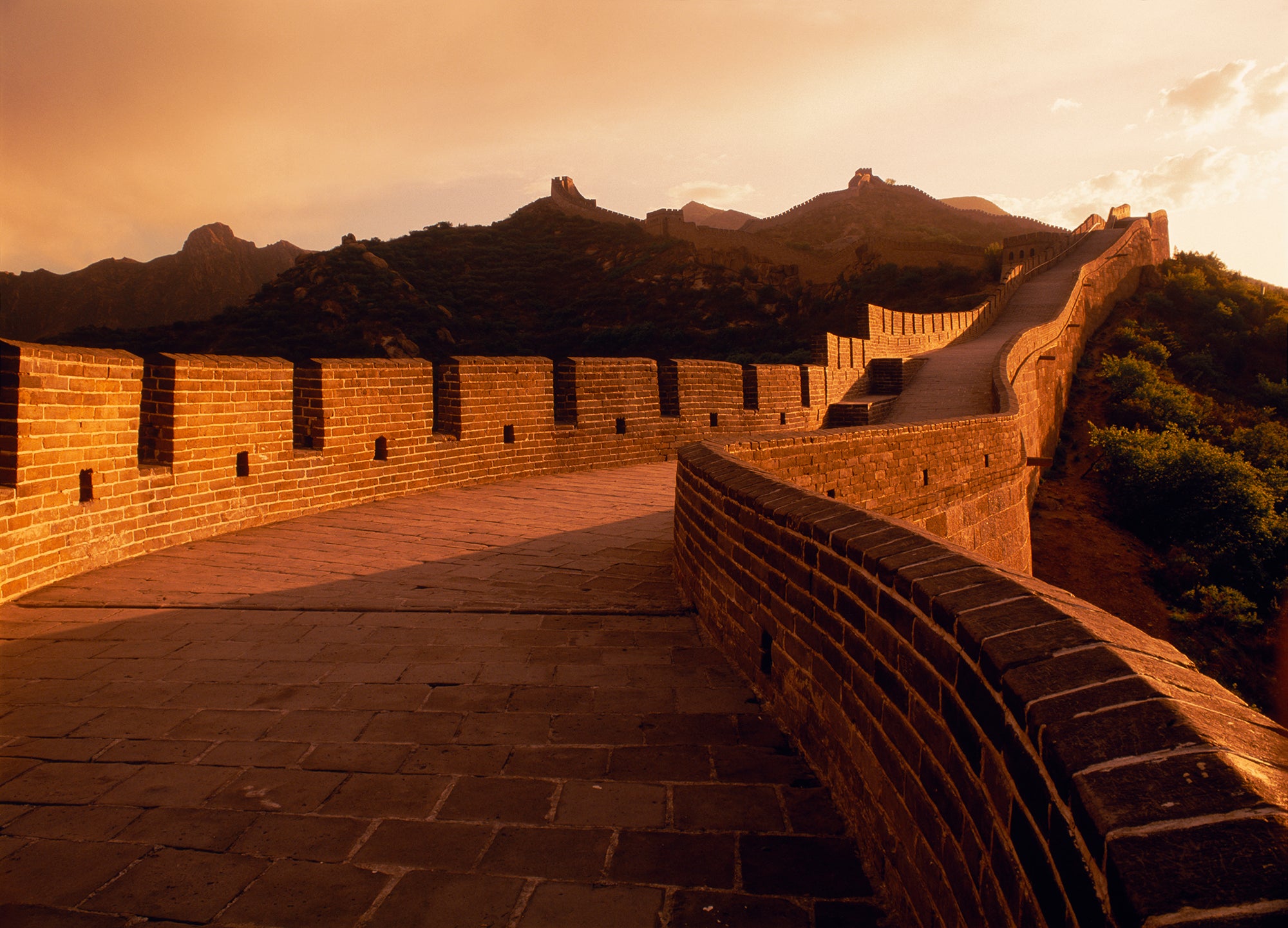 Fortified Wall Passing Through Mountains, Great Wall Of China, China Wall Mural