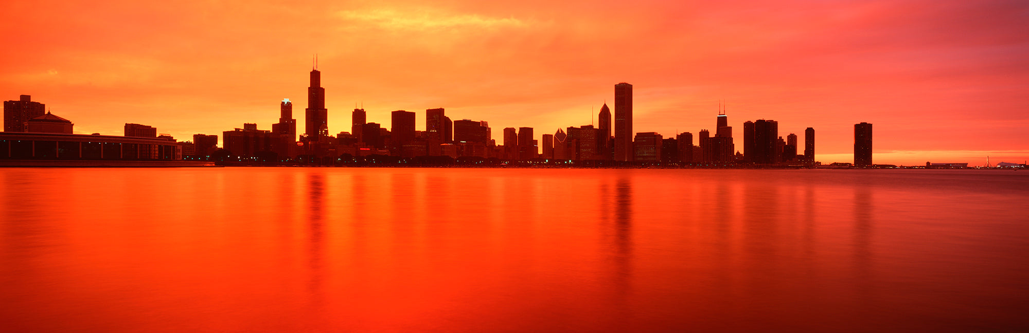 USA, Illinois, Chicago, Sunset Wall Mural