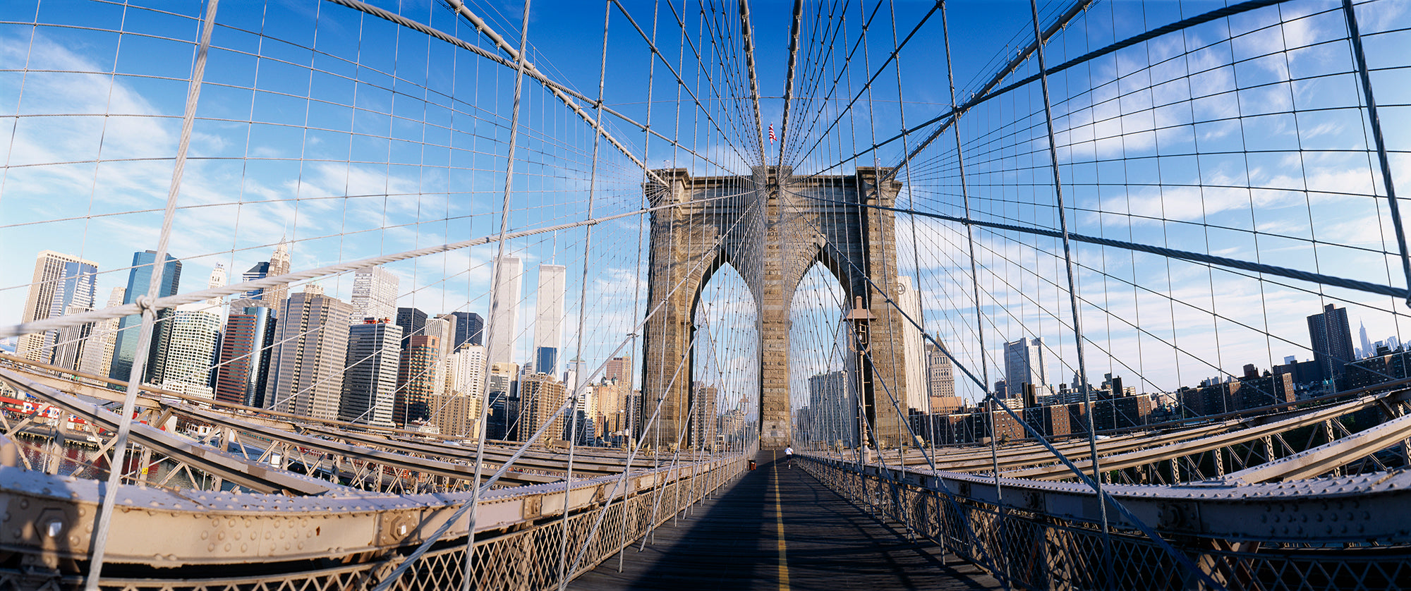 Railings Of A Bridge, Brooklyn Bridge, Manhattan, New York City, New York State, USA, (pre Sept 11, 2001) Wall Mural