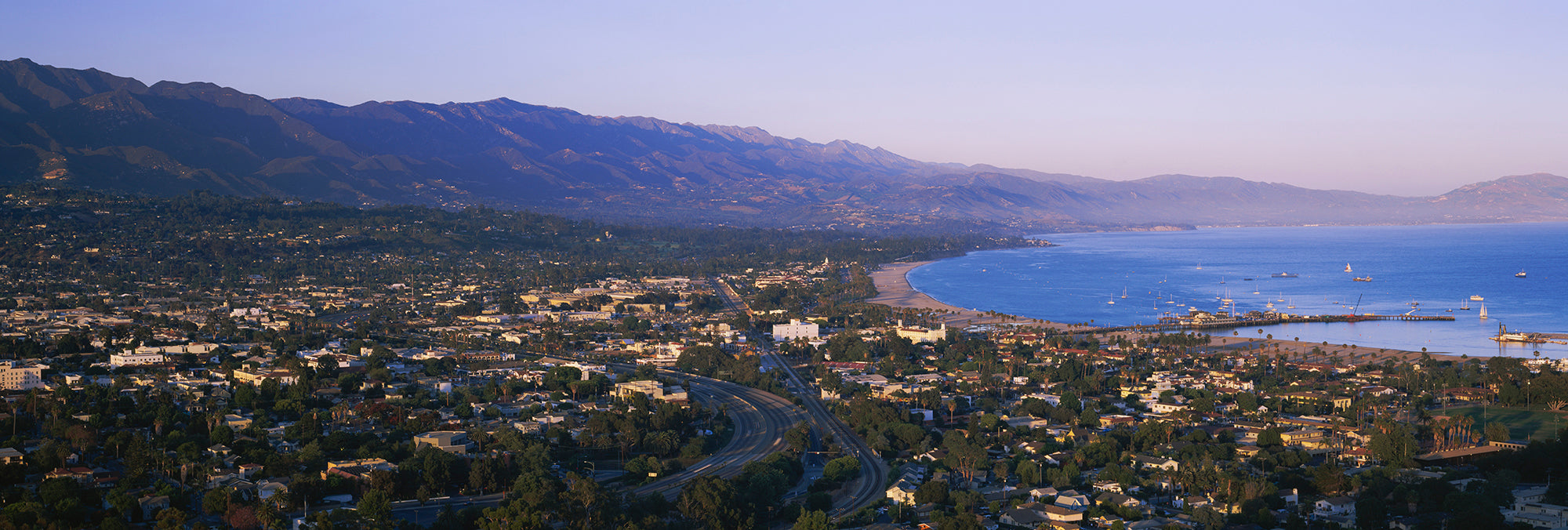 High Angle View Of A Town, Highway 101, Santa Ynez, Santa Barbara, California, USA Wall Mural