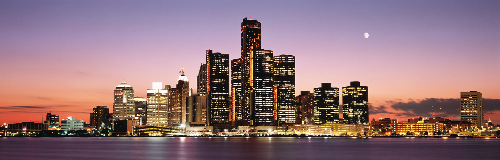 Night Skyline Detroit MI Wall Mural