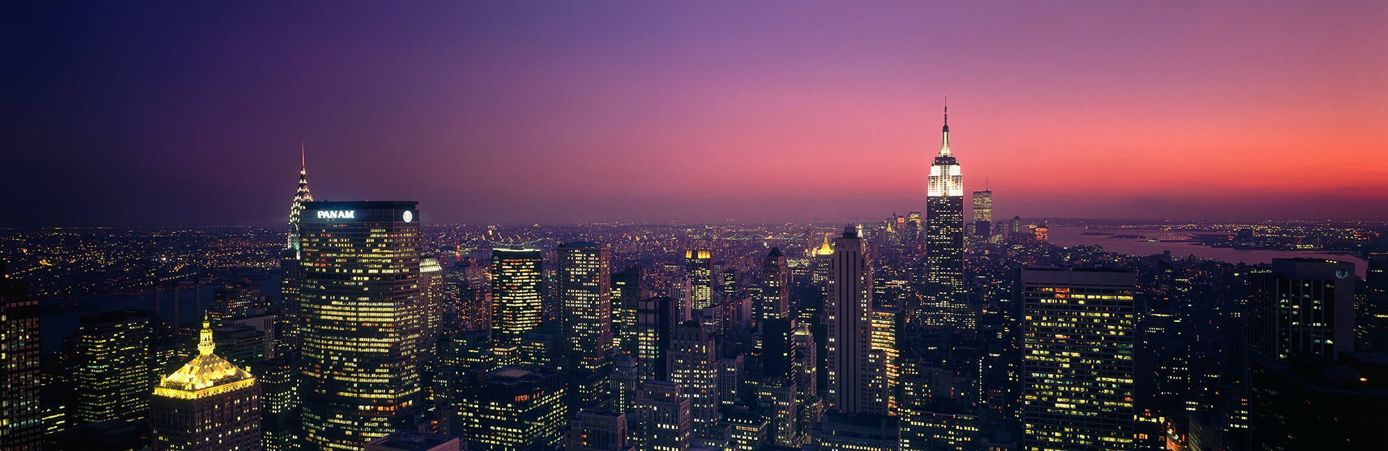 Twilight, Aerial, NYC, New York City, New York State, USA Wall Mural