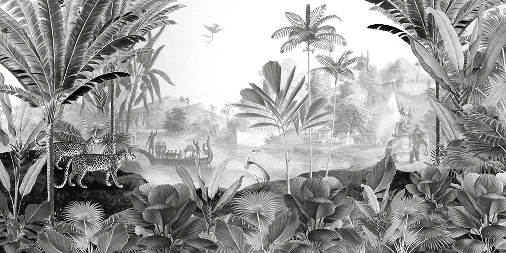 Leopard Landscape BW Wall Mural