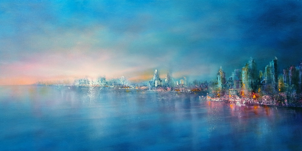 Arriving - Variant in Turquoise Wall Mural