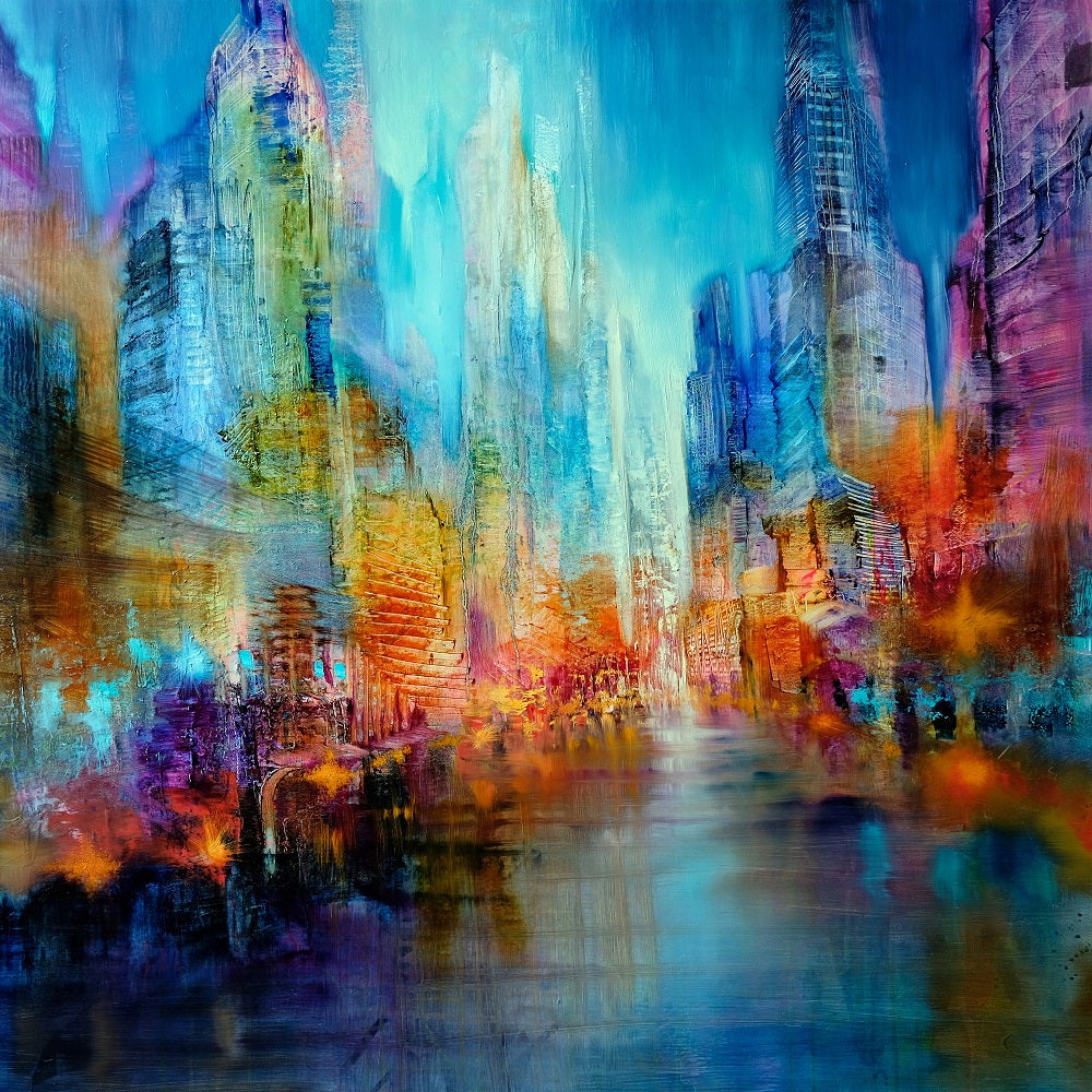 Big City - Red and Turquoise Wall Mural