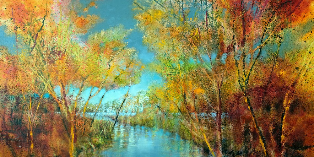 Autumn Joys and a Turquoise Sky Wall Mural