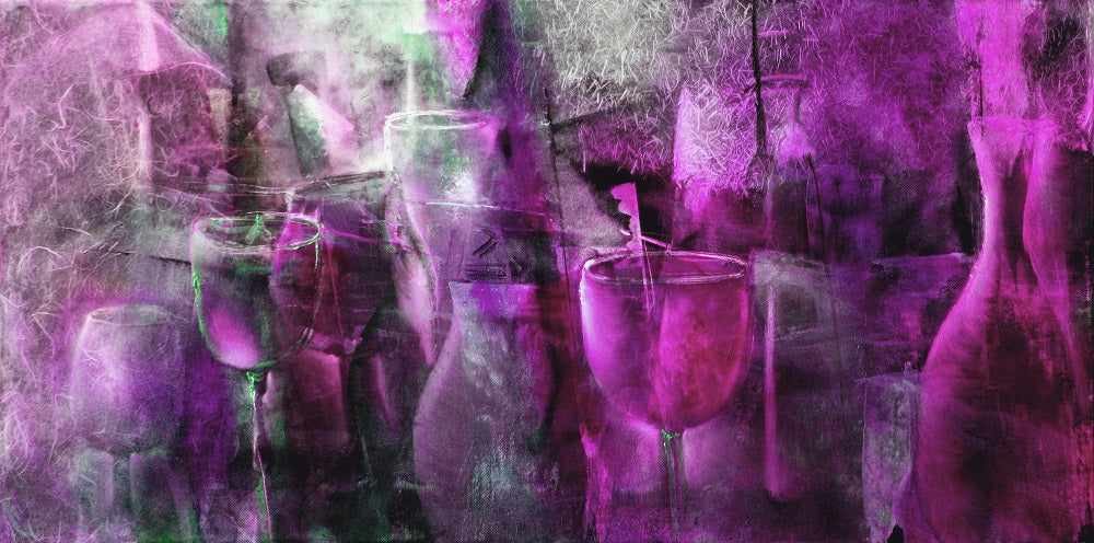 Carafes and Glasses in Pink Wall Mural