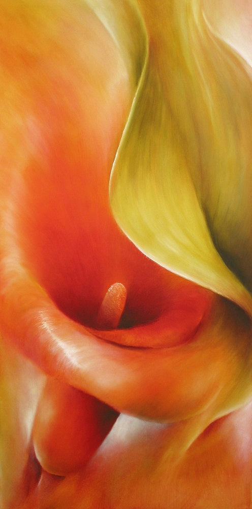 Orange Calla and a Leaf Wall Mural