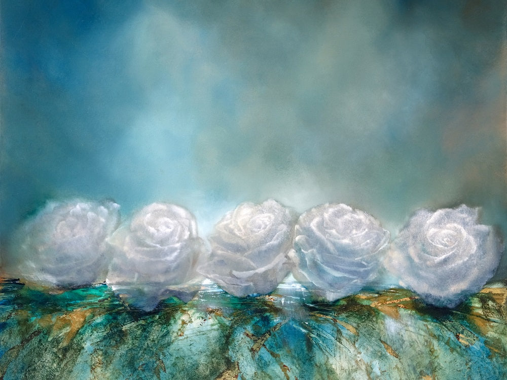 Snow Roses Like Snowflakes Wall Mural