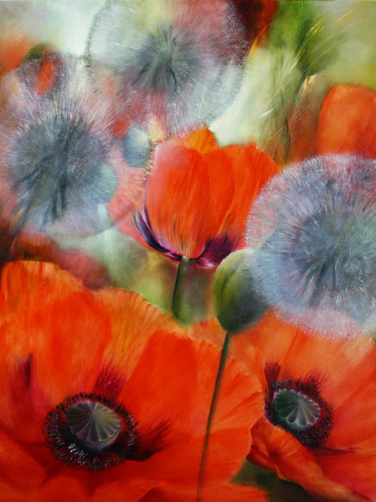 Poppies Meet Dandelions Wall Mural
