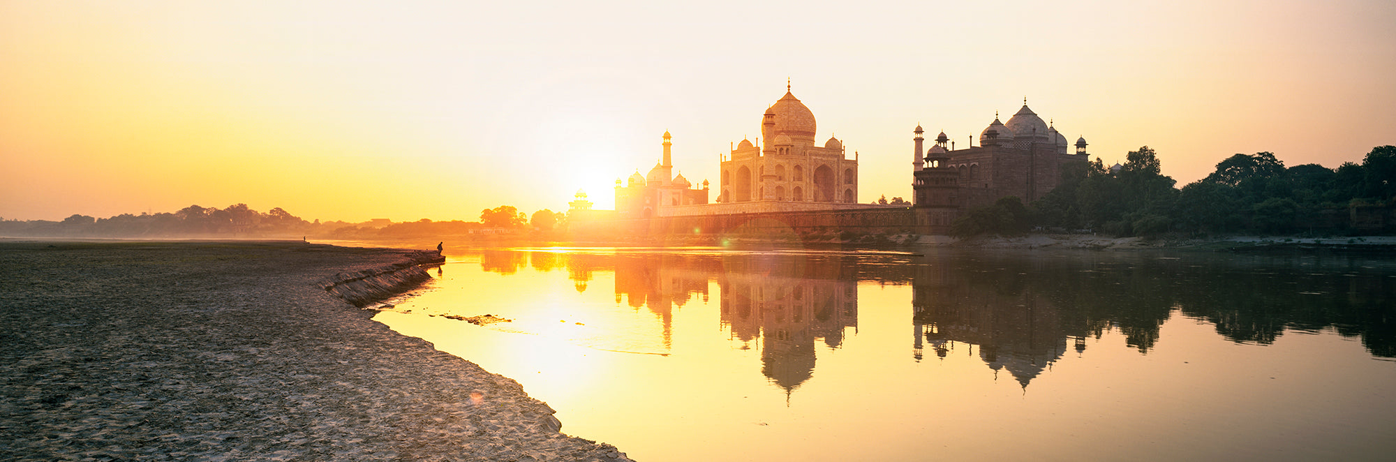 Reflection Of A Mausoleum, Taj Mahal, Yamuna River, Agra, Uttar Pradesh, India Wall Mural