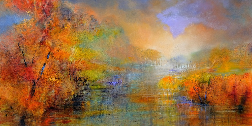 When Leaves Start To Fall Down By The River Wall Mural