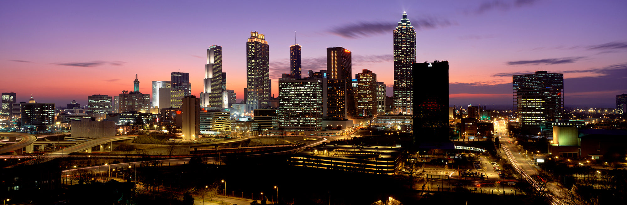 Skyline At Dusk, Cityscape, Skyline, City, Atlanta, Georgia, USA Wall Mural