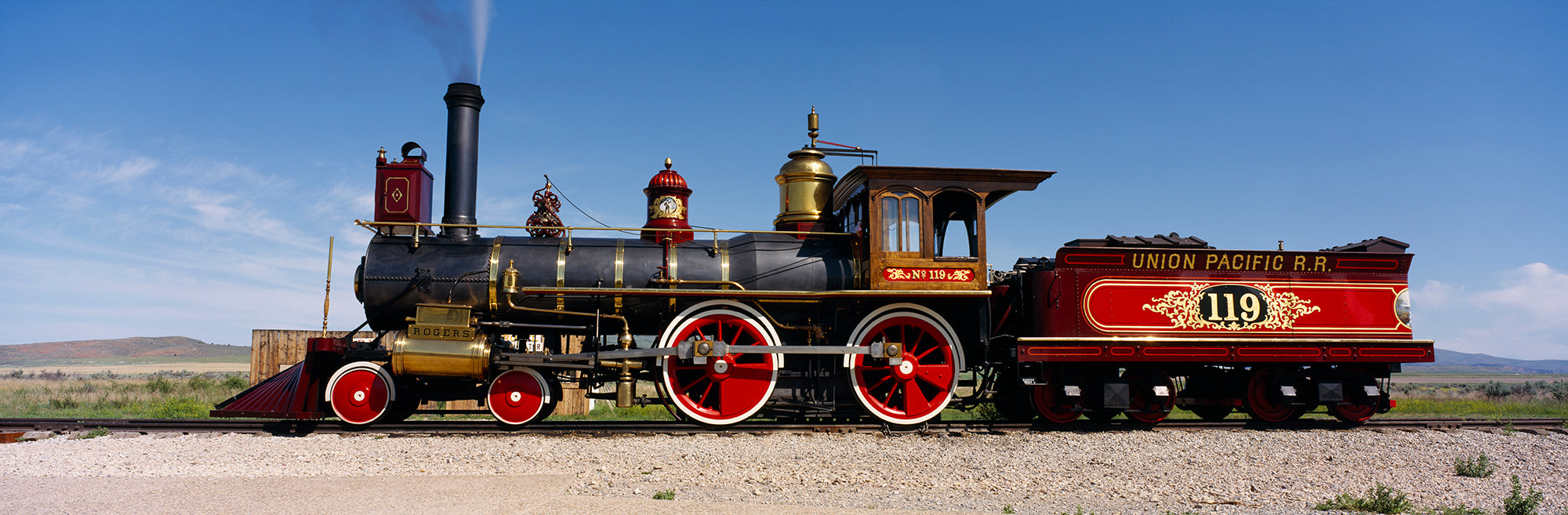 Train Engine On A Railroad Track, Locomotive 119, Golden Spike National Historic Site, Utah, USA Wall Mural