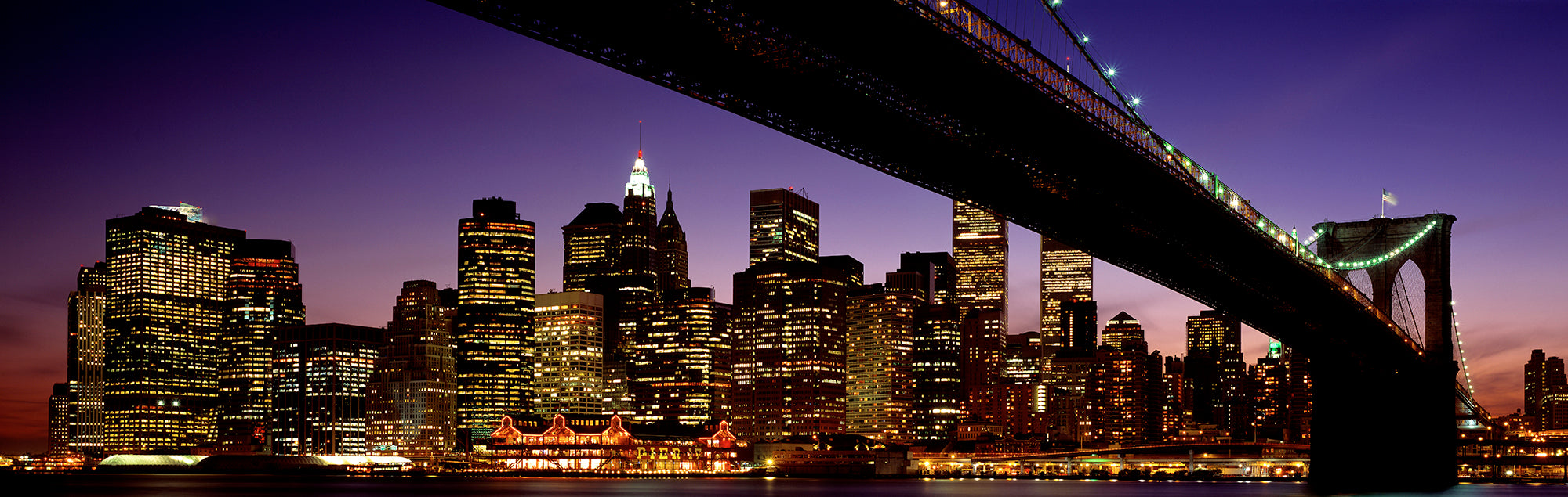 Night Brooklyn Bridge Skyline New York City NY USA Wall Mural