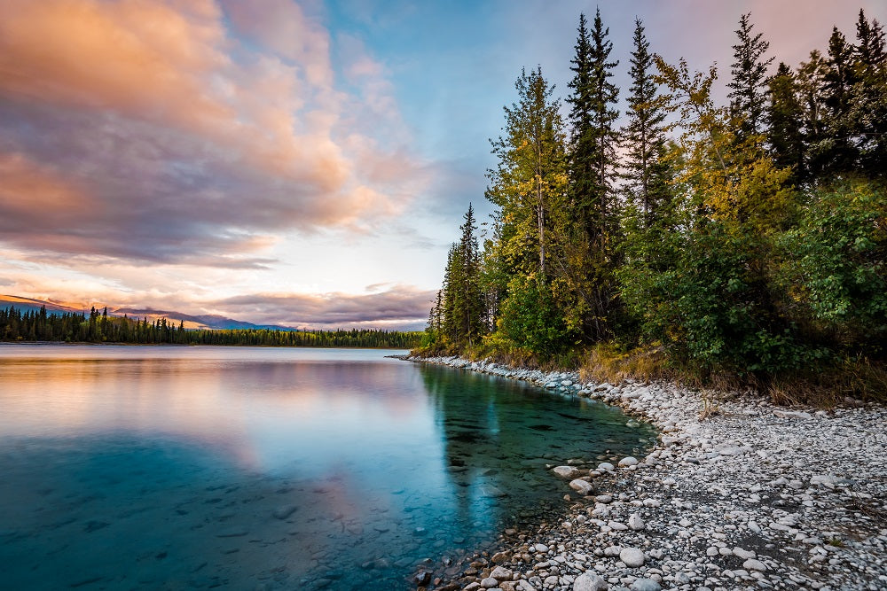 Boya Lake Sunset Wall Mural