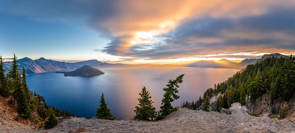 Crater Lake Sunrise Panorama Wall Mural