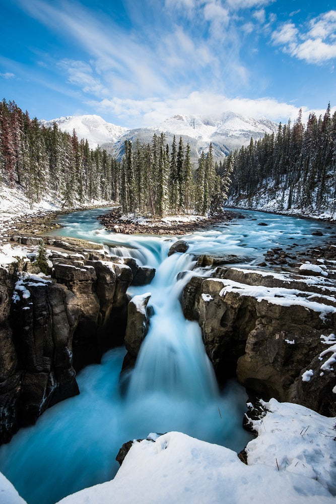 Snowy Sunwapta Falls Wall Mural
