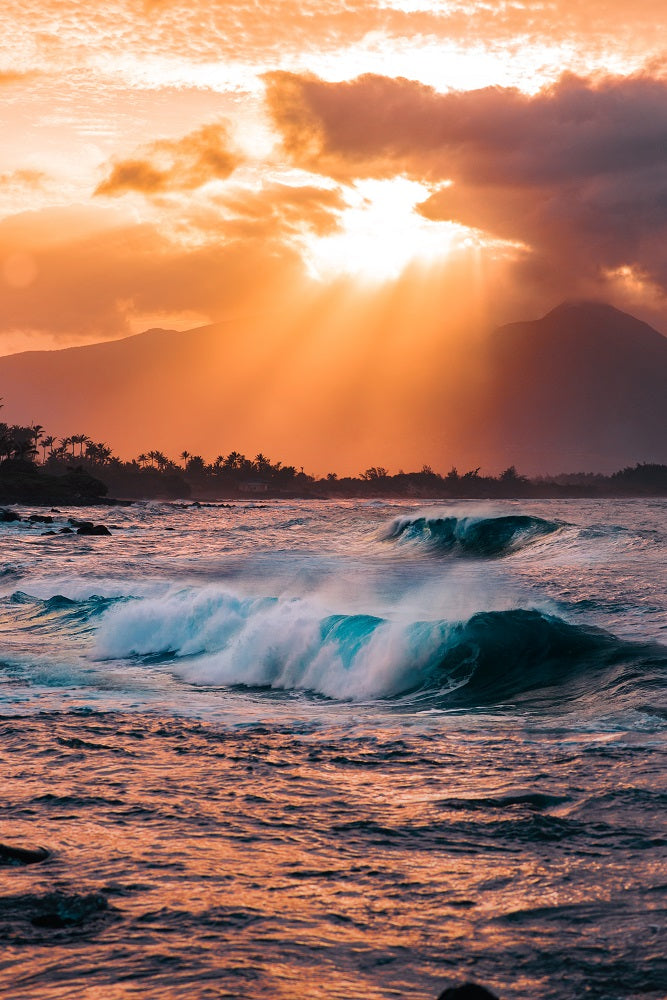 Waves at Sunset Wall Mural